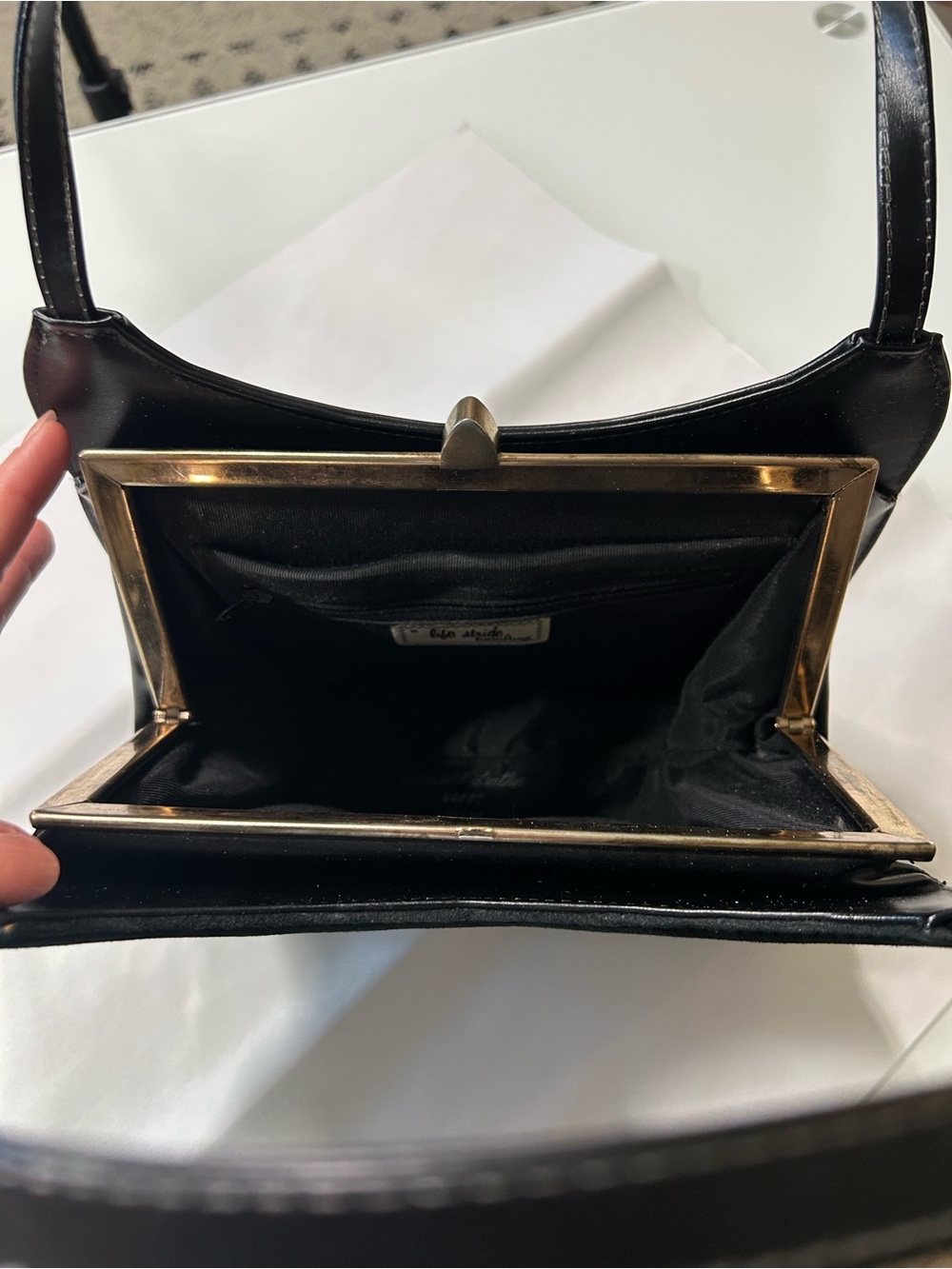 Life Stride 1950’s Vintage Black Suede & Simulated Leather Women's Handbag - Picture 5 of 14